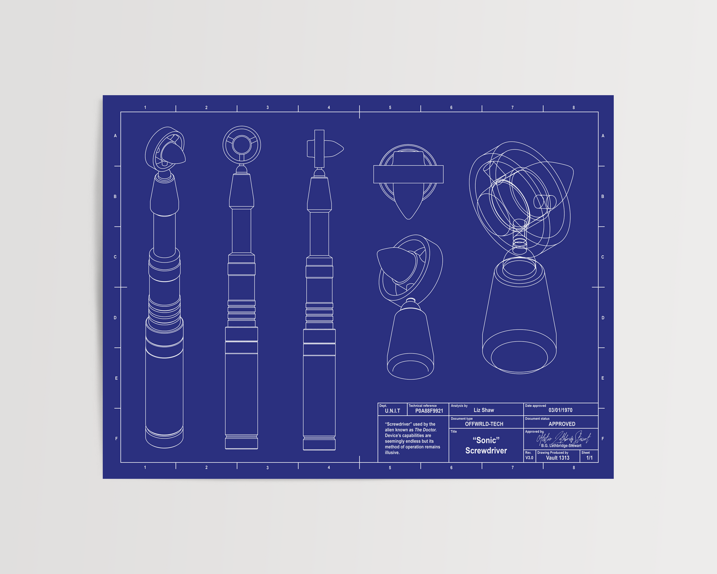 Sonic Screwdriver Blueprint Poster