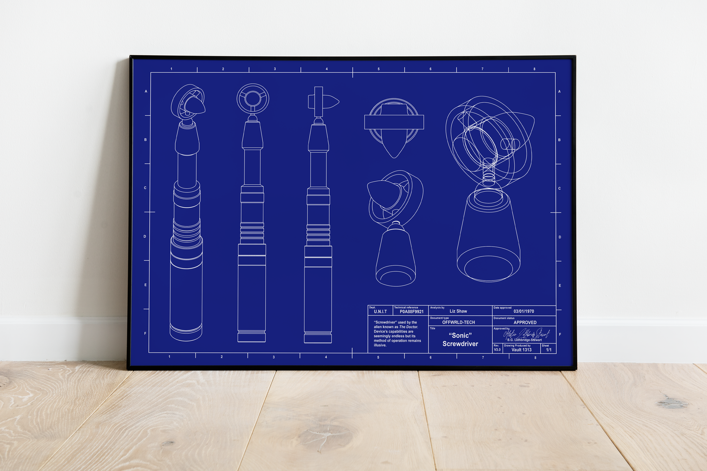 Sonic Screwdriver Blueprint Poster