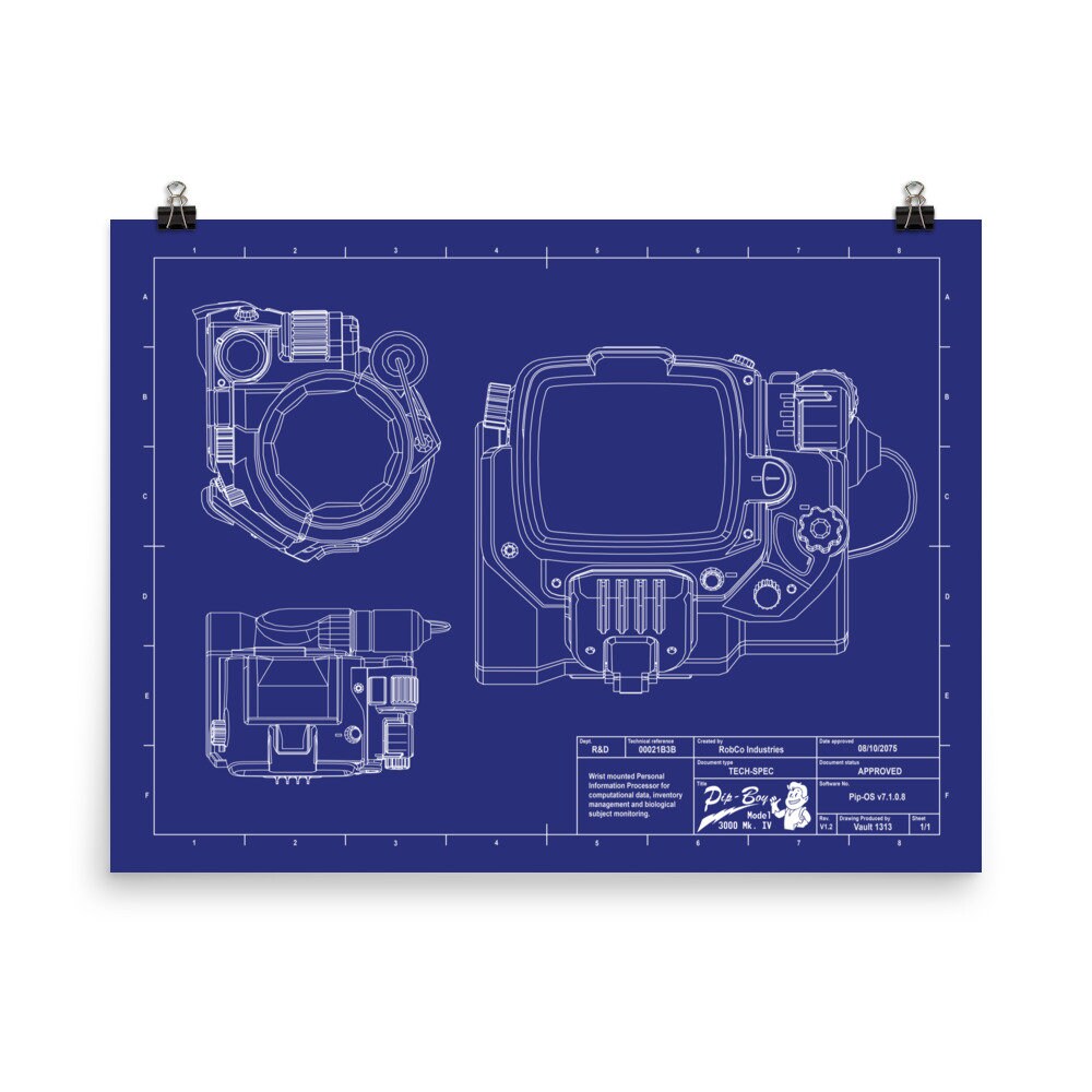 Pip-Boy 3000 Blueprint Poster – Ultimate Collector’s Item for Fallout Fans!