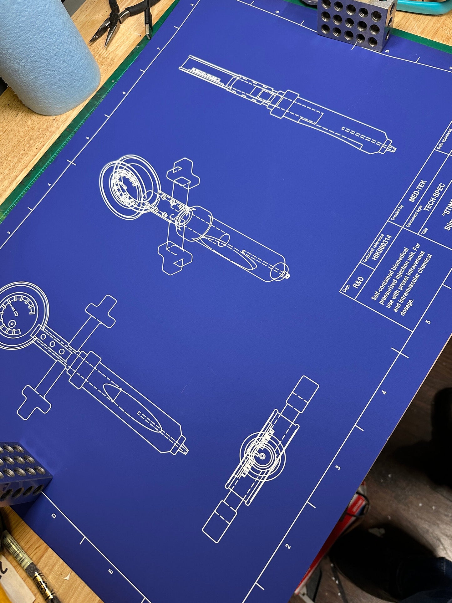 Stimpak Blueprint Poster | Fallout Inspired Wall Art Poster 24x18